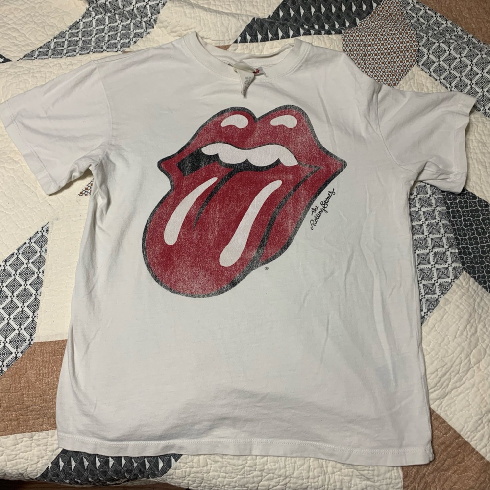 The Rolling Stones White and Red Graphic Women's Top, Size XS